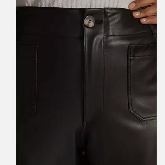 Anthropologie Maeve 22W The Colette Cropped Wide-Leg Faux Leather Pants 22 W NWT - Picture 4 of 8